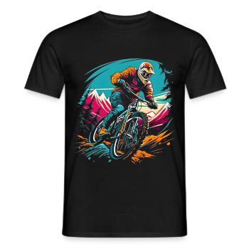 Mountainbiken - Männer T-Shirt - Schwarz - Vorne - AI Model Male 178 light (178cm)