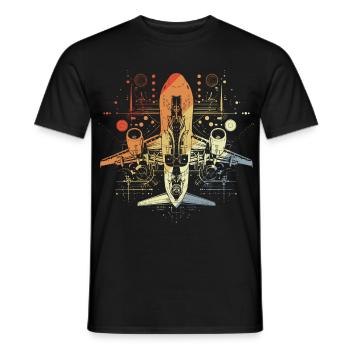 Dessin d’avion Look rétro - T-shirt homme - noir - Devant - AI Model Male 178 light (178cm)