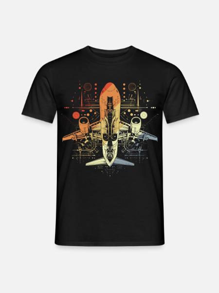Airplane Drawing Retro Look - Men's T-Shirt - black