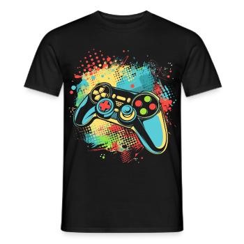 Manette de jeu - T-shirt homme - noir - Devant - AI Model Male 178 light (178cm)