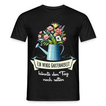 Gartenarbeit rettet den Tag – Garten Spruch - Männer T-Shirt - Schwarz - Vorne - AI Model Male 178 light (178cm)