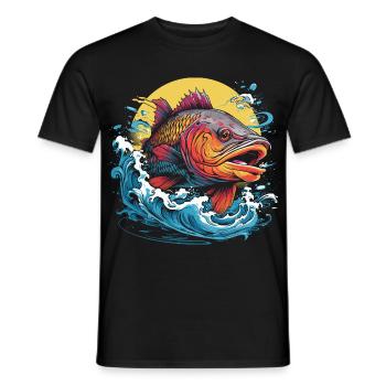 Fischerei Illustration - Männer T-Shirt - Schwarz - Vorne - AI Model Male 178 light (178cm)