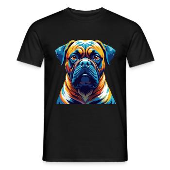 Bullmastiff Chien Race Coloré Dessin animé Kawaii - T-shirt homme - noir - Devant - AI Model Male 178 light (178cm)