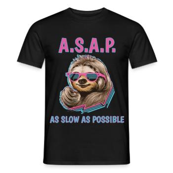 Chill Sloth A.S.A.P. As Slow As Possible Funny - Men's T-Shirt - black - Front - AI Model Male 178 light (178cm)