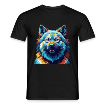 Eurasier Dog Breed Colorful Cartoon Kawaii - Men's T-Shirt - black - Front - AI Model Male 178 light (178cm)