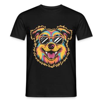 Bunte coole Hundesonnenbrille Retro Pop Art - Männer T-Shirt - Schwarz - Vorne - AI Model Male 178 light (178cm)