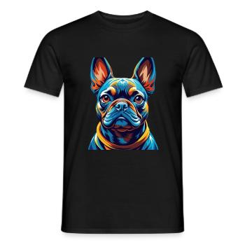 Bouledogue Français Race Coloré Dessin Animé Kawaii - T-shirt homme - noir - Devant - AI Model Male 178 light (178cm)