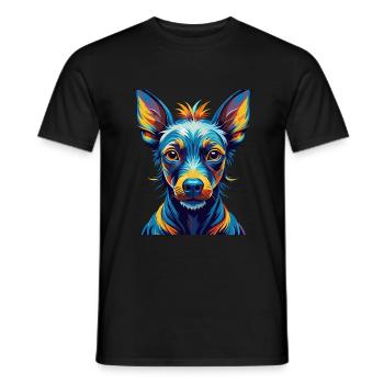 American Hairless Terrier Chien Race Dessin animé Kawaii - T-shirt homme - noir - Devant - AI Model Male 178 light (178cm)