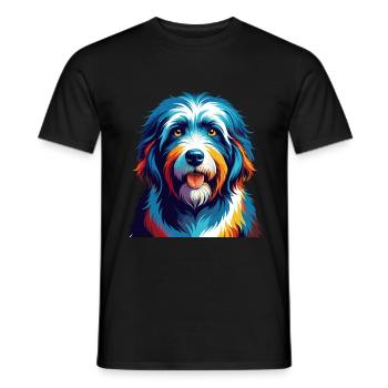 Vieux chien de berger anglais race coloré dessin animé Kawaii - T-shirt homme - noir - Devant - AI Model Male 178 light (178cm)