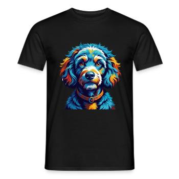 Caniche Chien Race Coloré Dessin Animé Kawaii - T-shirt homme - noir - Devant - AI Model Male 178 light (178cm)