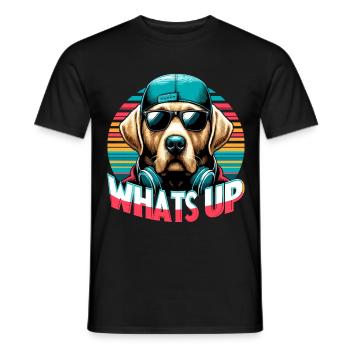 Dudley Labrador Was geht ab cooler Hund Geschenk - Männer T-Shirt - Schwarz - Vorne - AI Model Male 178 light (178cm)