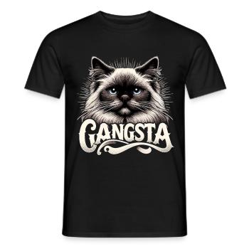 Heilige Birma Katze Birmakatze Gangsta Geschenk - Männer T-Shirt - Schwarz - Vorne - AI Model Male 178 light (178cm)
