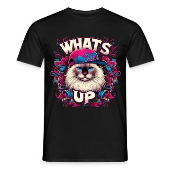Qu’y a-t-il sur Sacred Birman Cat Birman Cat - T-shirt homme - noir - Devant - AI Model Male 178 light (178cm)
