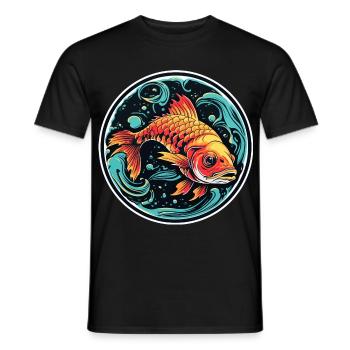 Fish Illustration - Men's T-Shirt - black - Front - AI Model Male 178 light (178cm)