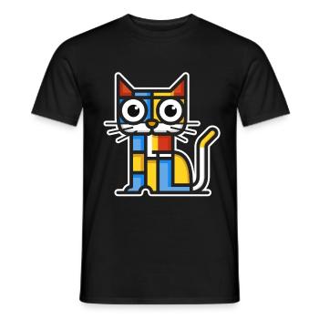 Illustration colorée d’un chat cubiste. - T-shirt homme - noir - Devant - AI Model Male 178 light (178cm)