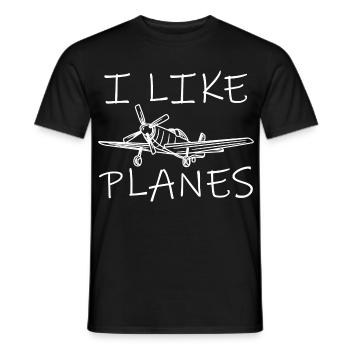 J’aime les avions - T-shirt homme - noir - Devant - AI Model Male 178 light (178cm)