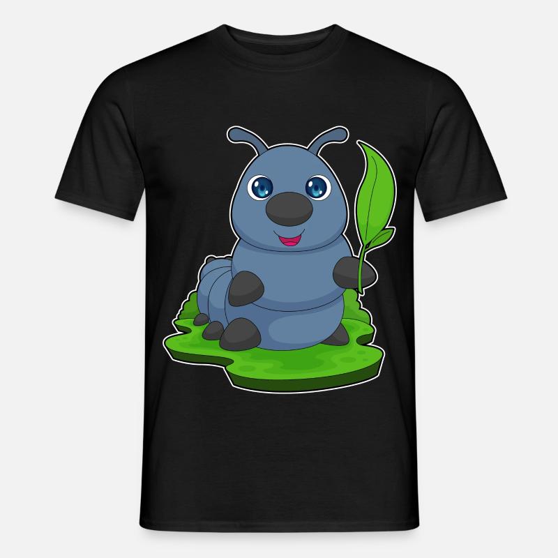 Raupe Blatt - Männer T-Shirt - Schwarz