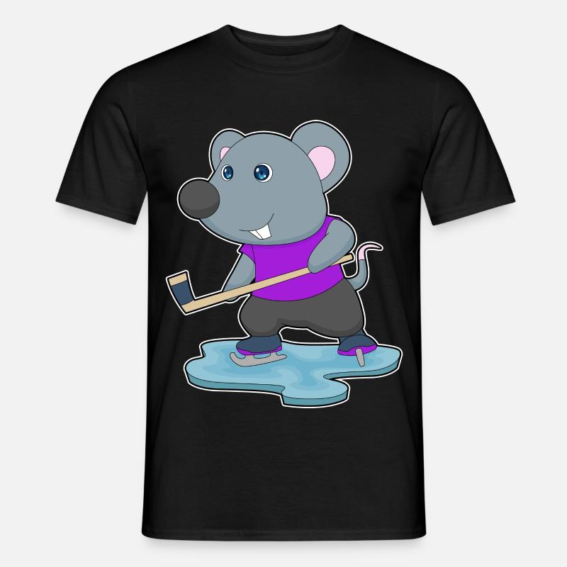 Maus Eishockey Eishockeyschläger - Männer T-Shirt - Schwarz