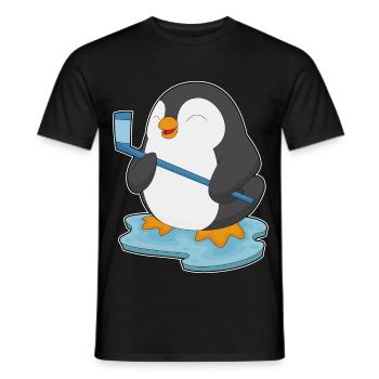 Pinguin Eishockey Eishockeyschläger - Männer T-Shirt - Schwarz - Vorne - AI Model Male 178 light (178cm)
