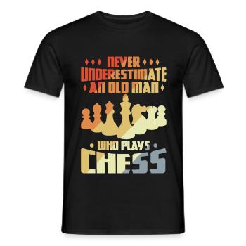 Chess Grandpa - Men's T-Shirt - black - Front - AI Model Male 178 light (178cm)