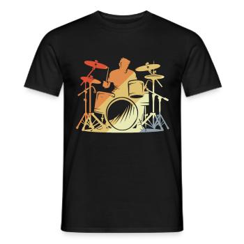 Drummer Retro Style - Men's T-Shirt - black - Front - AI Model Male 178 light (178cm)