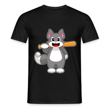 Katze Baseball Baseballschläger - Männer T-Shirt - Schwarz - Vorne - AI Model Male 178 light (178cm)