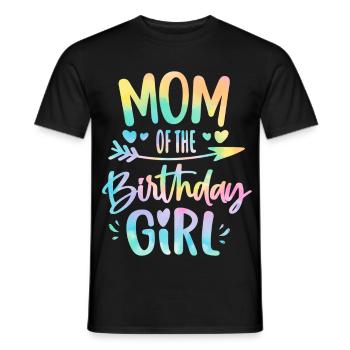 Maman de la fille d’anniversaire Tie Dye Colorée Maman d’anniversaire - T-shirt homme - noir - Devant - AI Model Male 178 light (178cm)