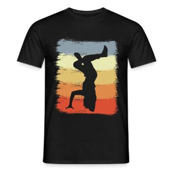 Vintage Breakdancer Drawing - Men's T-Shirt - black - Front - AI Model Male 178 light (178cm)
