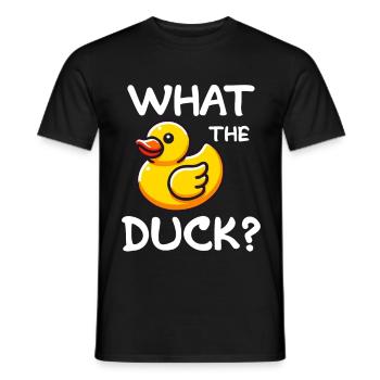 What The Duck Funny Rubber Duck Joke Humor - Men's T-Shirt - black - Front - AI Model Male 178 light (178cm)