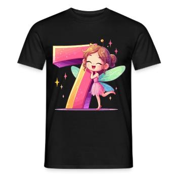 7 Jahre Fee Elfe Geburtstag Geschenk - Männer T-Shirt - Schwarz - Vorne - AI Model Male 178 light (178cm)