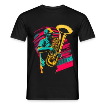 Tuba Spieler Comic Look - Männer T-Shirt - Schwarz - Vorne - AI Model Male 178 light (178cm)