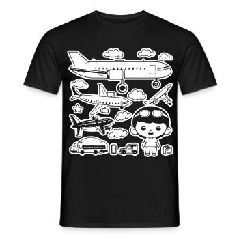 Flugzeuge Cartoon Stil - Männer T-Shirt - Schwarz - Vorne - AI Model Male 178 light (178cm)
