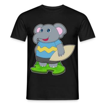 Elephant Surfing Surfboard Summer - Men's T-Shirt - black - Front - AI Model Male 178 light (178cm)