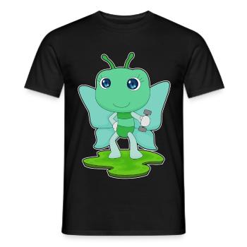 Bodybuilding papillon avec haltères - T-shirt homme - noir - Devant - AI Model Male 178 light (178cm)