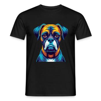 Boxer Hund Bunt Kawaii Cartoon Figur Haustier - Männer T-Shirt - Schwarz - Vorne - AI Model Male 178 light (178cm)