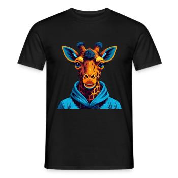Giraffe Colorful Kawaii Cartoon Character Clipart - Men's T-Shirt - black - Front - AI Model Male 178 light (178cm)