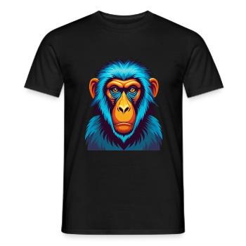 Babouin coloré Kawaii Dessin animé Personnage Clipart - T-shirt homme - noir - Devant - AI Model Male 178 light (178cm)