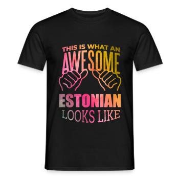 Estonia - Men's T-Shirt - black - Front - AI Model Male 178 light (178cm)