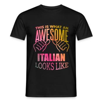 Italy - Men's T-Shirt - black - Front - AI Model Male 178 light (178cm)