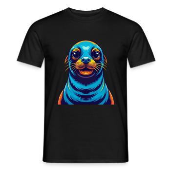Siegel Bunte Kawaii Cartoon Figur Clipart - Männer T-Shirt - Schwarz - Vorne - AI Model Male 178 light (178cm)