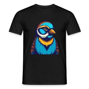 Moineau coloré Kawaii Dessin animé Personnage Clipart - T-shirt homme - noir - Devant - AI Model Male 178 light (178cm)