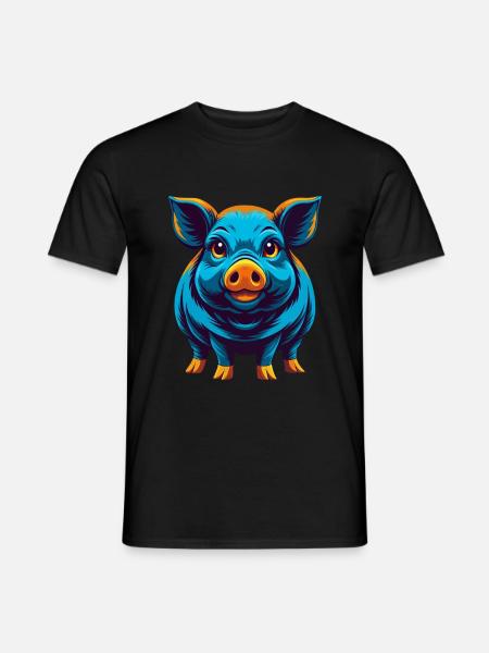Schwein Bunte Kawaii Cartoon Figur Clipart - Männer T-Shirt - Schwarz
