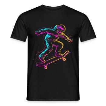 Cartoon Skateboarder Zeichnung - Männer T-Shirt - Schwarz - Vorne - AI Model Male 178 light (178cm)