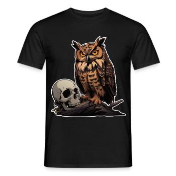 Mystic Owl Sitting on a Skull - Men's T-Shirt - black - Front - AI Model Male 178 light (178cm)