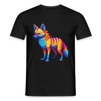 Aardwolf coloré Kawaii Dessin animé Personnage Clipart - T-shirt homme - noir - Devant - AI Model Male 178 light (178cm)