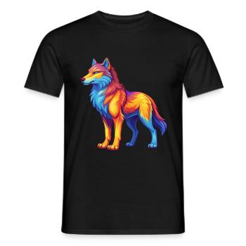 Arctic Wolf Colorful Kawaii Cartoon Character - Men's T-Shirt - black - Front - AI Model Male 178 light (178cm)