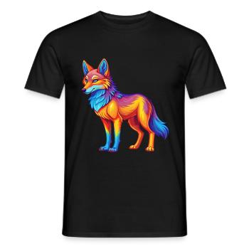 Coyote Colorful Kawaii Cartoon Character Clipart - Men's T-Shirt - black - Front - AI Model Male 178 light (178cm)