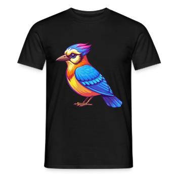 Blue Jay Colorful Kawaii Cartoon Character Clipart - Men's T-Shirt - black - Front - AI Model Male 178 light (178cm)