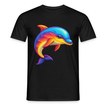 Dolphin Colorful Kawaii Cartoon Character Clipart - Men's T-Shirt - black - Front - AI Model Male 178 light (178cm)