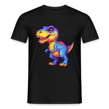 dinosaure coloré kawaii personnage de dessin animé clipart - T-shirt homme - noir - Devant - AI Model Male 178 light (178cm)